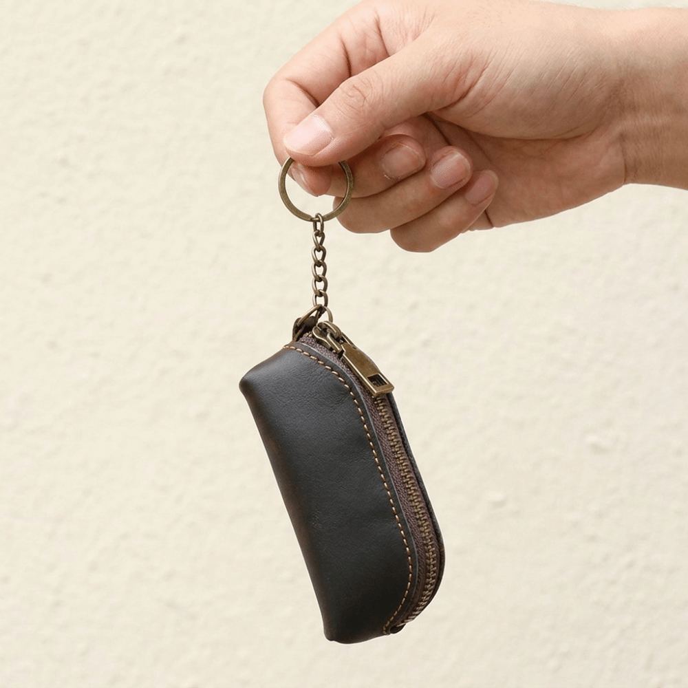 Leather Work For Car - Retro Anti-lost Mini Leather Coin Purse