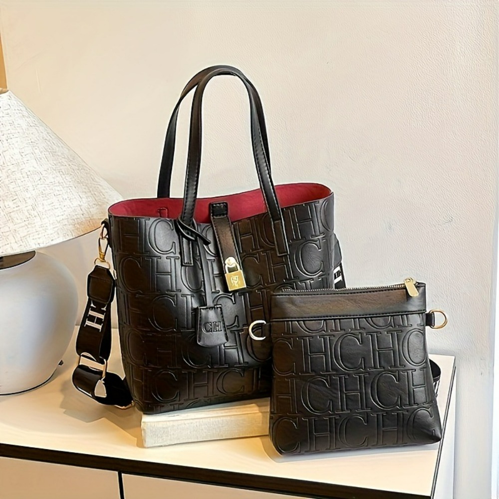 Leatherwork Letters - New Trendy Letter‑Printed Women Bucket Handbag,