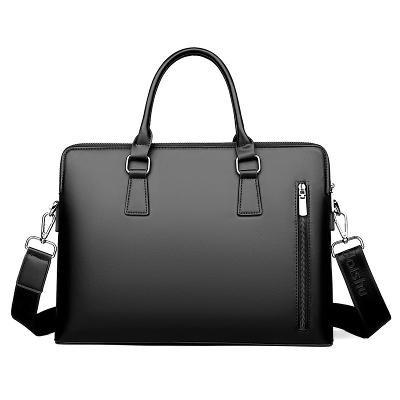 Leather Work Bag Laptop - PU Leather Men's Briefcase Black Business