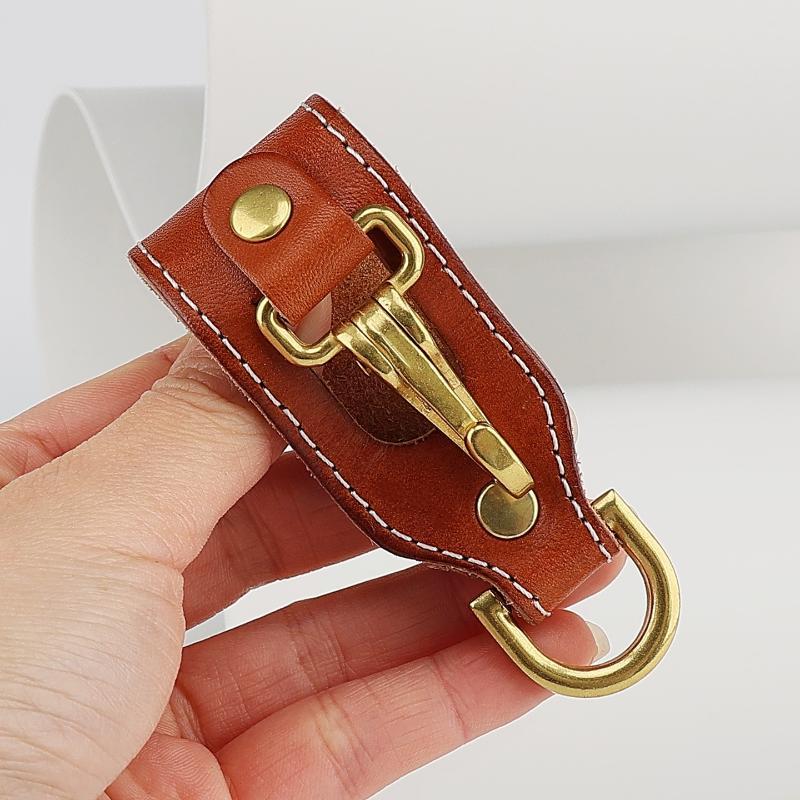 Leather Work For Car - Genuine First-layer Cowhide Waist Keychain Durable