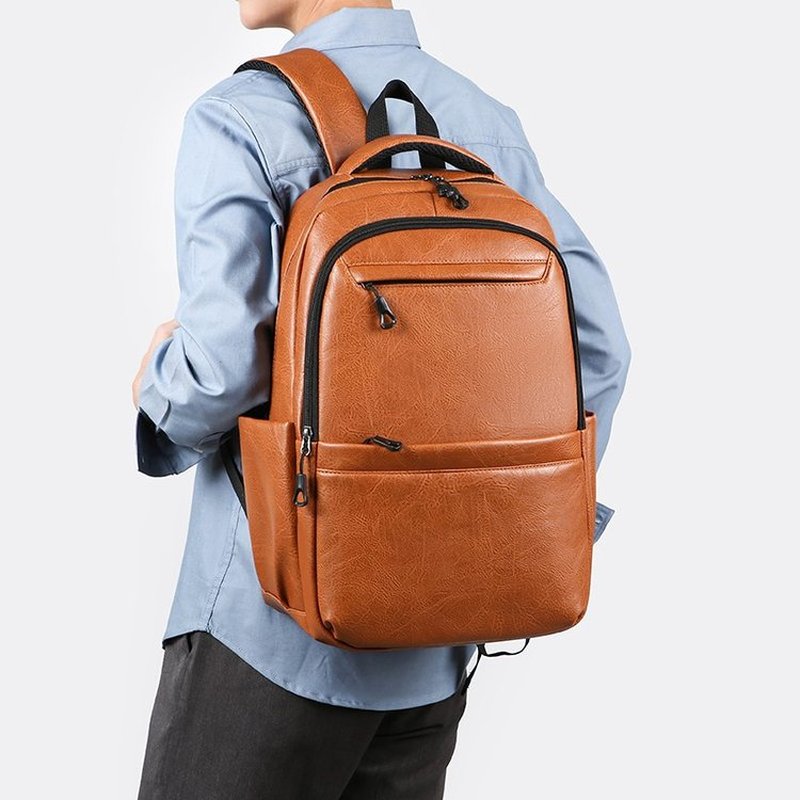 Leather Work Bag Laptop - Premium Leather Business Backpack – 15.6