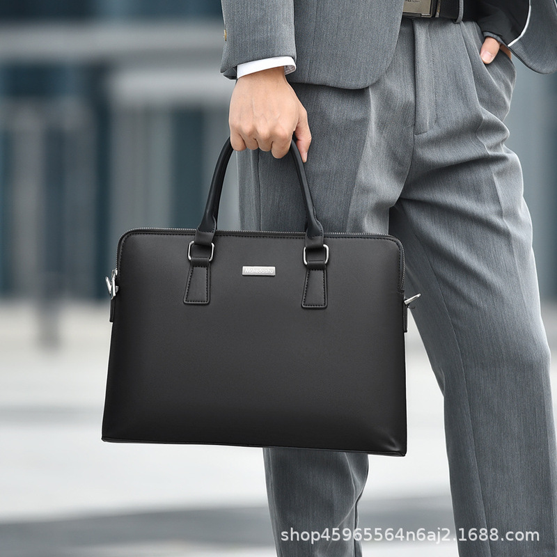 PU Leather Men's Briefcase Bla - Leather Work Bag Laptop recension och pris