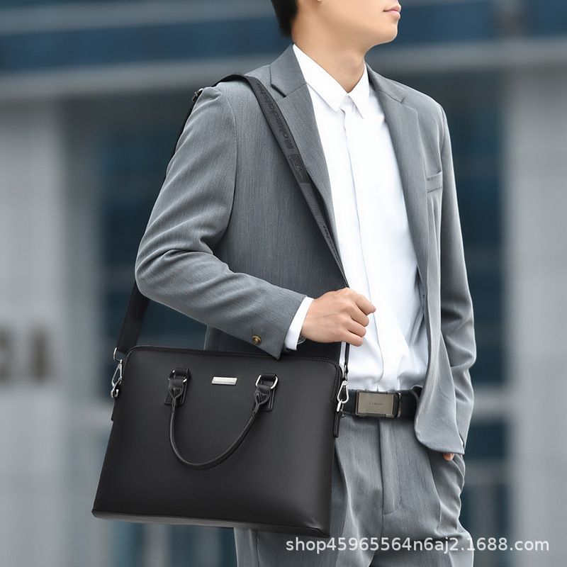 PU Leather Men's Briefcase Bla - Leather Work Bag Laptop recension och pris