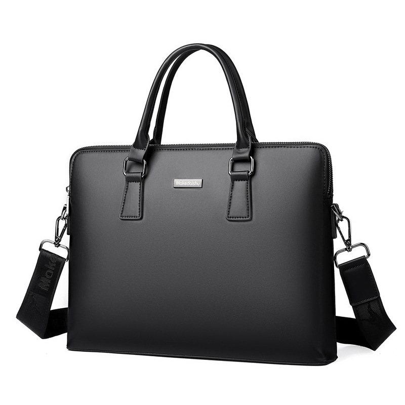 PU Leather Men's Briefcase Bla - Leather Work Bag Laptop recension och pris