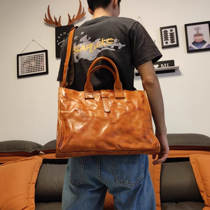 Simple Vintage Genuine Leather - Leather Work Bag Laptop recension och pris