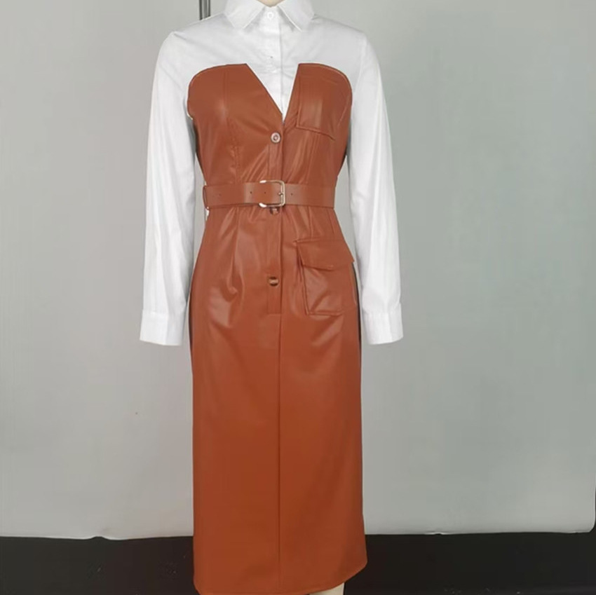 Women Dress Faux Leather Mid L - Leatherwork Midnight recension och pris