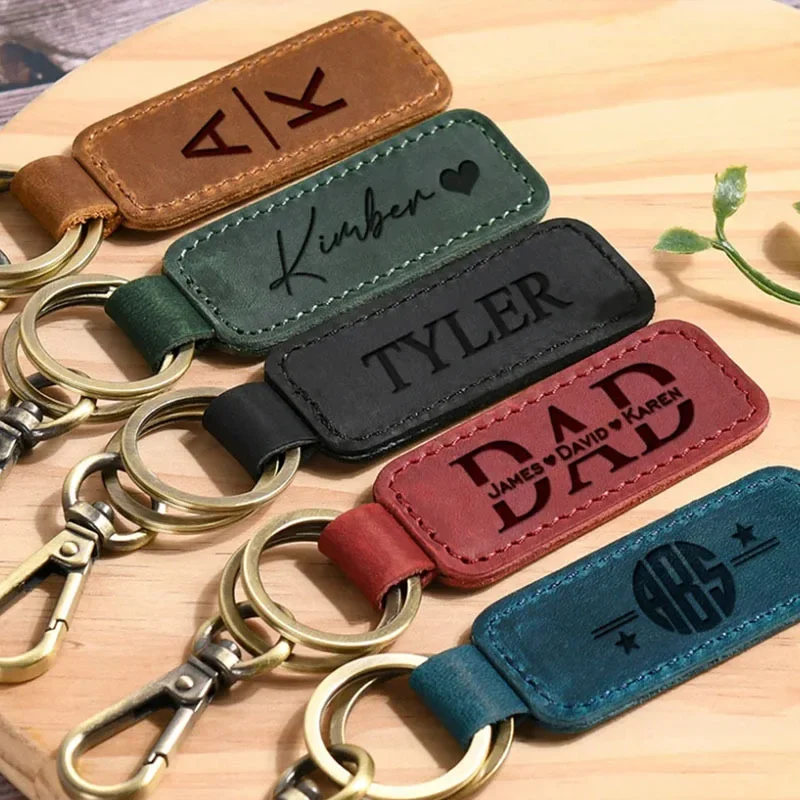 Laser Custom Logo Leather Keyc - Leatherwork Keychain recension och pris