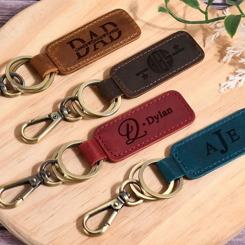 Laser Custom Logo Leather Keyc - Leatherwork Keychain recension och pris