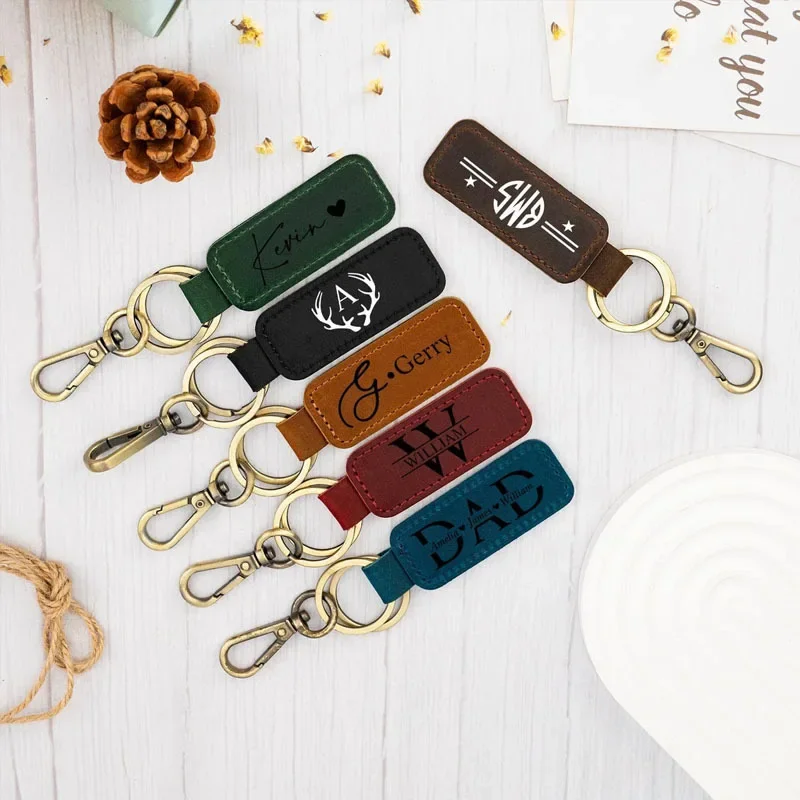 Laser Custom Logo Leather Keyc - Leatherwork Keychain recension och pris