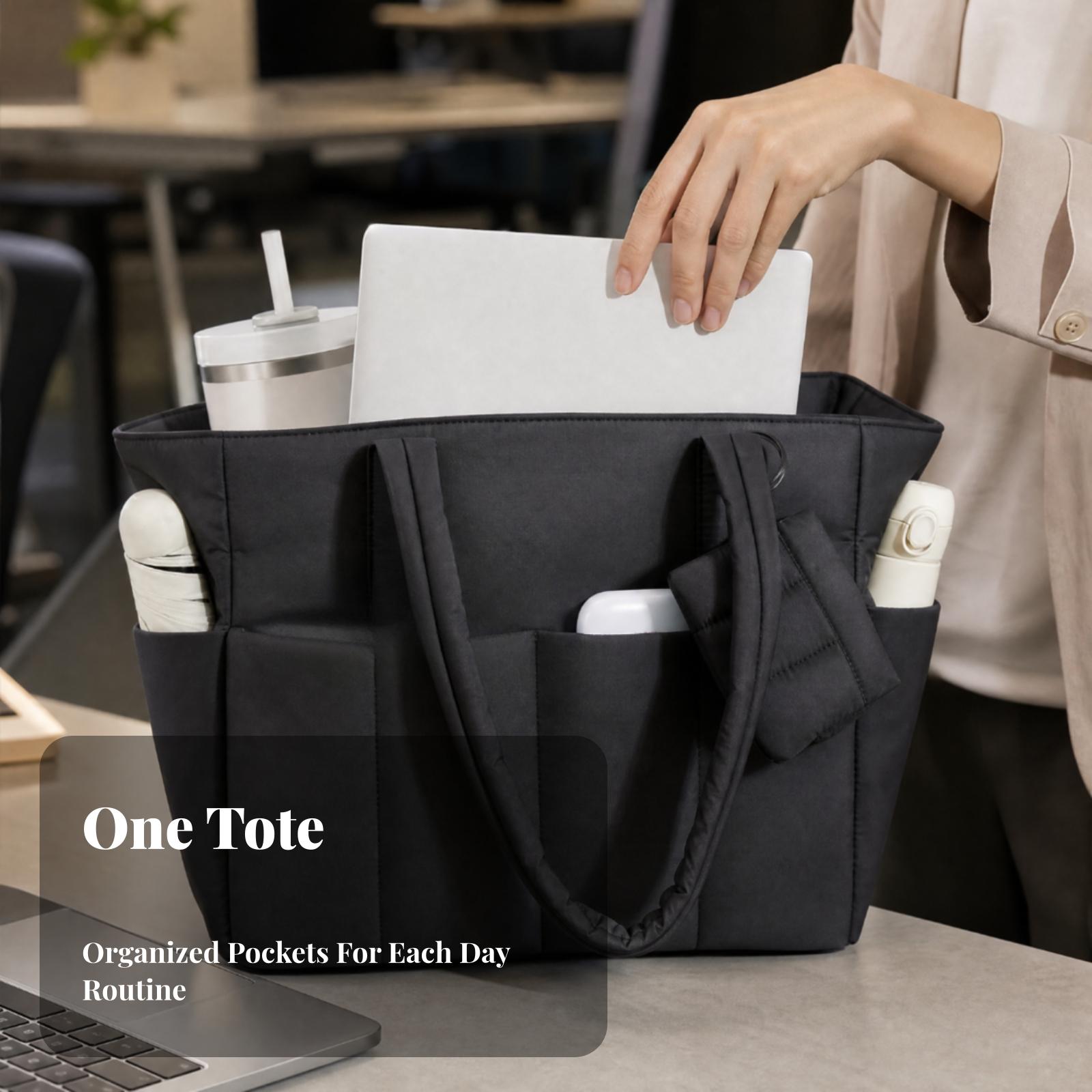 Women Tote Handbag Quilted Pol - Leather Work Bag Laptop recension och pris