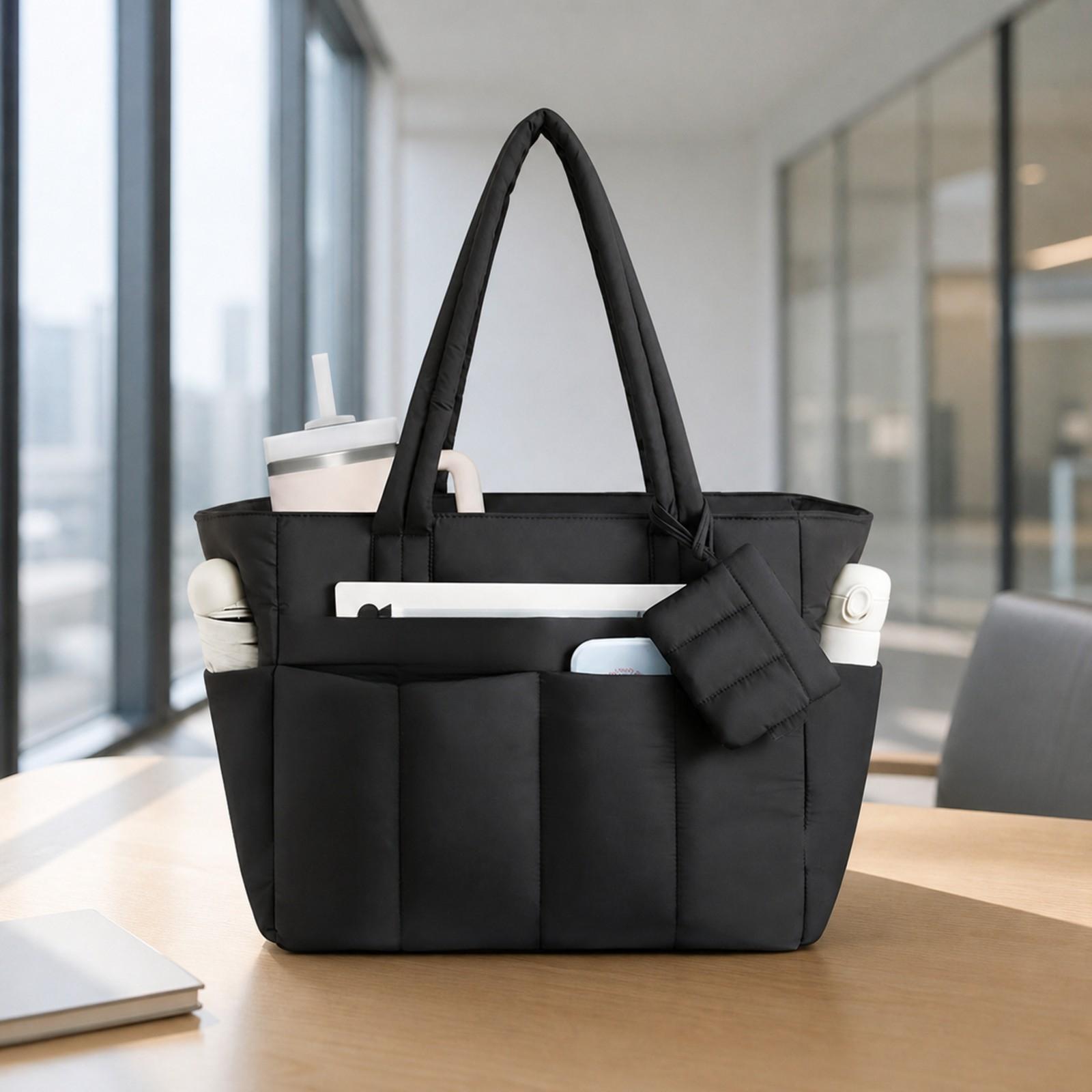 Women Tote Handbag Quilted Pol - Leather Work Bag Laptop recension och pris