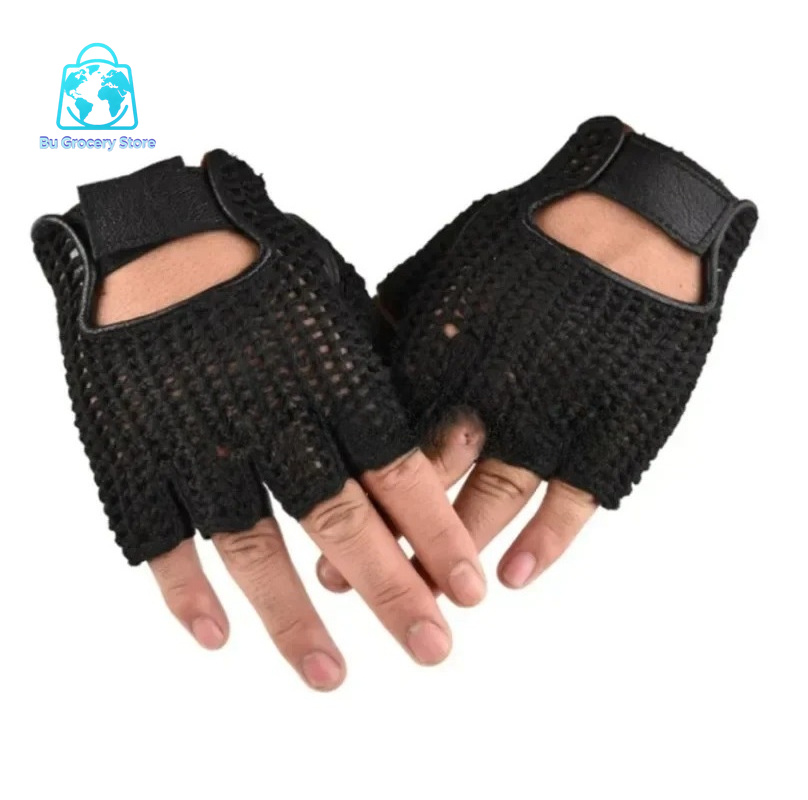 Leather Mesh Fingerless Gloves - Leather Work For Car recension och pris