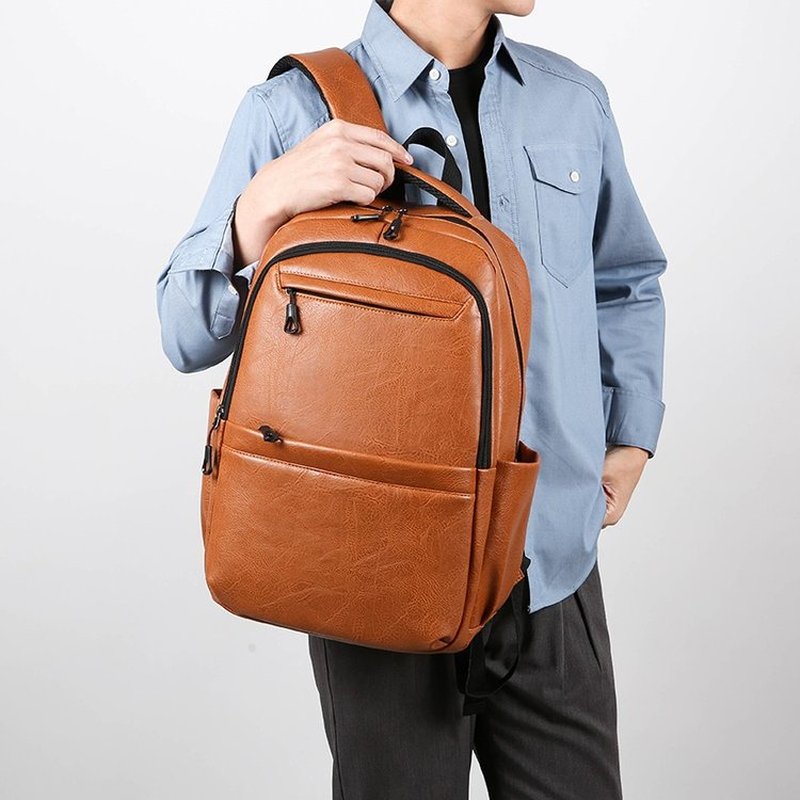 Premium Leather Business Backp - Leather Work Bag Laptop recension och pris