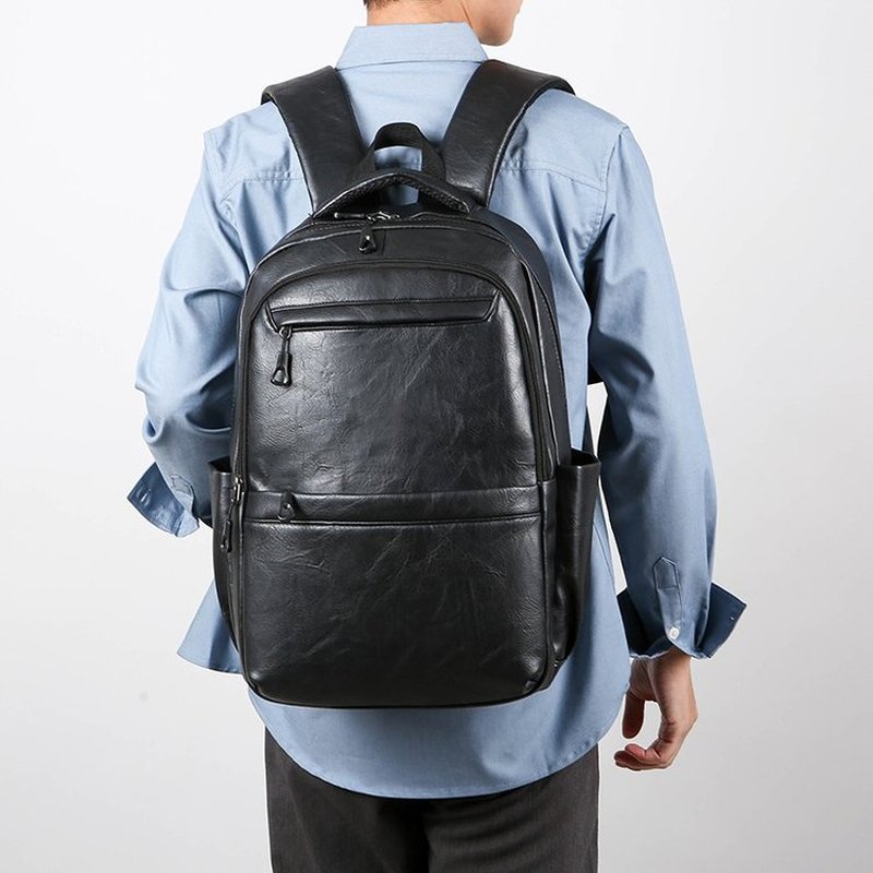 Premium Leather Business Backp - Leather Work Bag Laptop recension och pris
