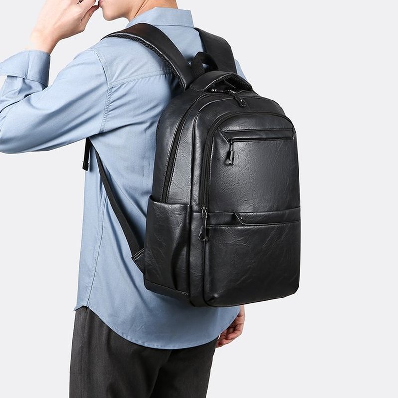 Premium Leather Business Backp - Leather Work Bag Laptop recension och pris