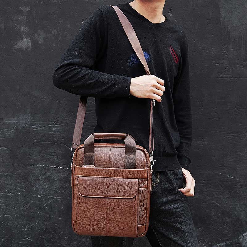 Durable Genuine Leather Bags f - Leather Work Bag Laptop recension och pris